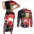 Custom AFL Swans NAIDOC Week Couples Matching Short Sleeve Bodycon Dress and Long Sleeve Button Shirt Keep The Fire Burning Indigenous Art