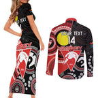 Custom AFL Swans NAIDOC Week Couples Matching Short Sleeve Bodycon Dress and Long Sleeve Button Shirt Keep The Fire Burning Indigenous Art