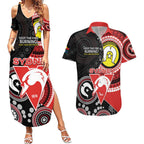 Custom AFL Swans NAIDOC Week Couples Matching Summer Maxi Dress and Hawaiian Shirt Keep The Fire Burning Indigenous Art