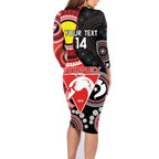 Custom AFL Swans NAIDOC Week Family Matching Long Sleeve Bodycon Dress and Hawaiian Shirt Keep The Fire Burning Indigenous Art
