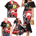 Custom AFL Swans NAIDOC Week Family Matching Mermaid Dress and Hawaiian Shirt Keep The Fire Burning Indigenous Art