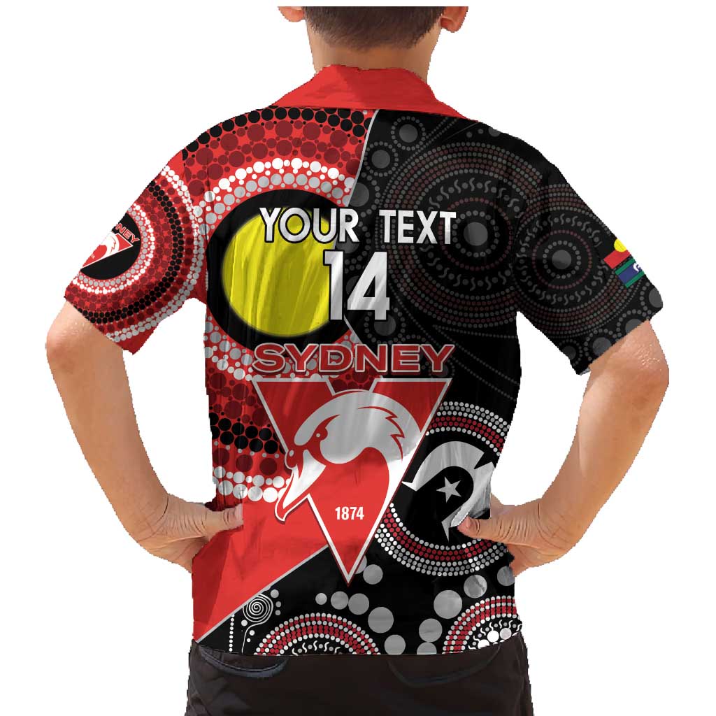 Custom AFL Swans NAIDOC Week Family Matching Mermaid Dress and Hawaiian Shirt Keep The Fire Burning Indigenous Art