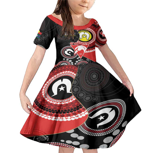 Custom AFL Swans NAIDOC Week Family Matching Mermaid Dress and Hawaiian Shirt Keep The Fire Burning Indigenous Art