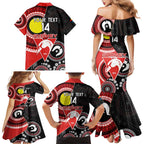 Custom AFL Swans NAIDOC Week Family Matching Mermaid Dress and Hawaiian Shirt Keep The Fire Burning Indigenous Art