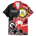 Custom AFL Swans NAIDOC Week Family Matching Mermaid Dress and Hawaiian Shirt Keep The Fire Burning Indigenous Art