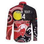 Custom AFL Swans NAIDOC Week Family Matching Off Shoulder Short Dress and Hawaiian Shirt Keep The Fire Burning Indigenous Art