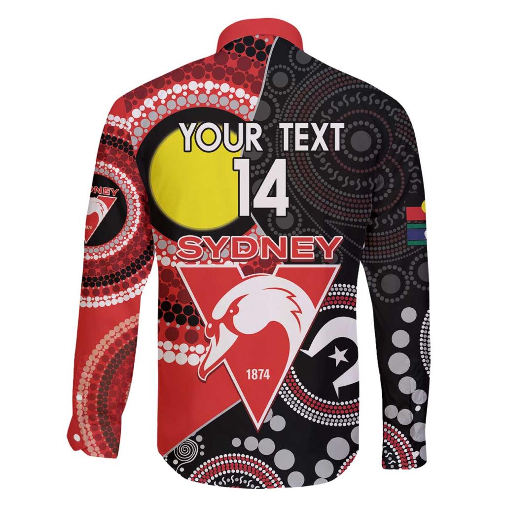 Custom AFL Swans NAIDOC Week Family Matching Off Shoulder Short Dress and Hawaiian Shirt Keep The Fire Burning Indigenous Art