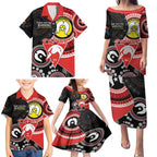 Custom AFL Swans NAIDOC Week Family Matching Puletasi and Hawaiian Shirt Keep The Fire Burning Indigenous Art