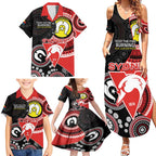 Custom AFL Swans NAIDOC Week Family Matching Summer Maxi Dress and Hawaiian Shirt Keep The Fire Burning Indigenous Art