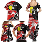 Custom AFL Swans NAIDOC Week Family Matching Summer Maxi Dress and Hawaiian Shirt Keep The Fire Burning Indigenous Art