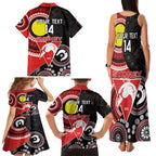 Custom AFL Swans NAIDOC Week Family Matching Tank Maxi Dress and Hawaiian Shirt Keep The Fire Burning Indigenous Art