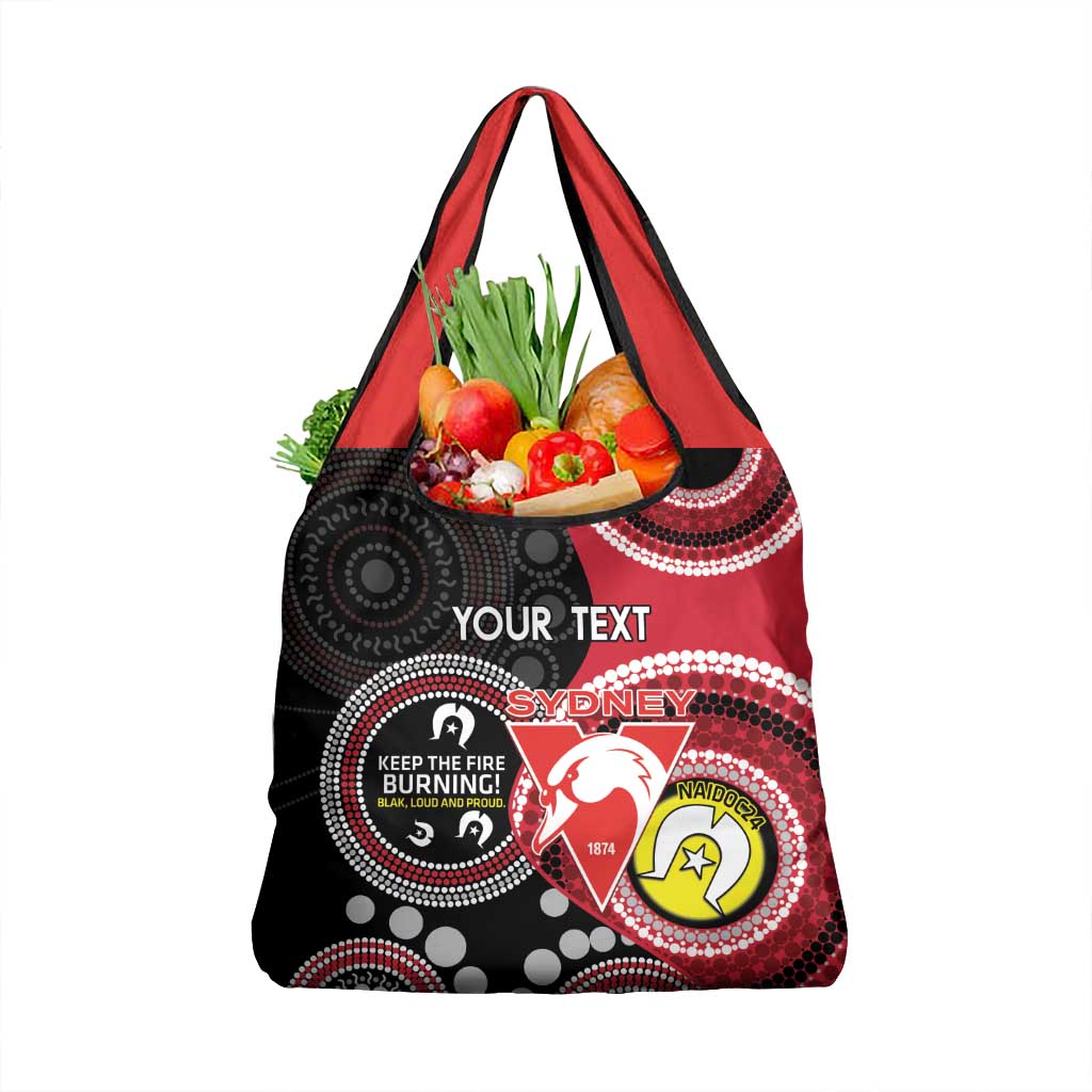 Custom AFL Swans NAIDOC Week Grocery Bag Keep The Fire Burning Indigenous Art