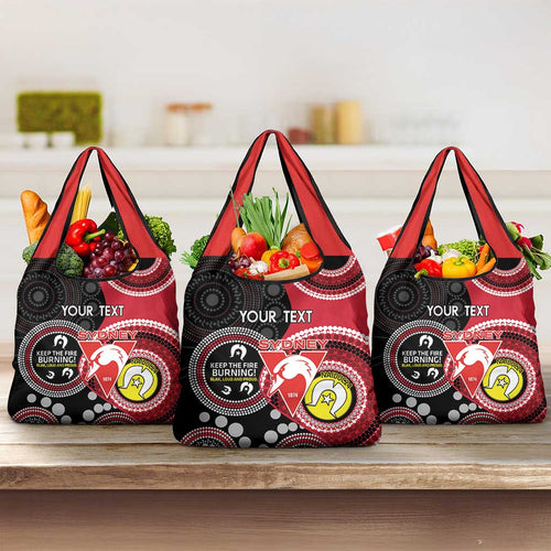 Custom AFL Swans NAIDOC Week Grocery Bag Keep The Fire Burning Indigenous Art