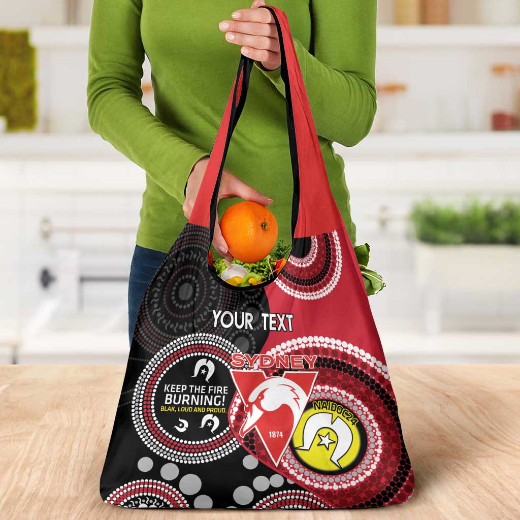 Custom AFL Swans NAIDOC Week Grocery Bag Keep The Fire Burning Indigenous Art