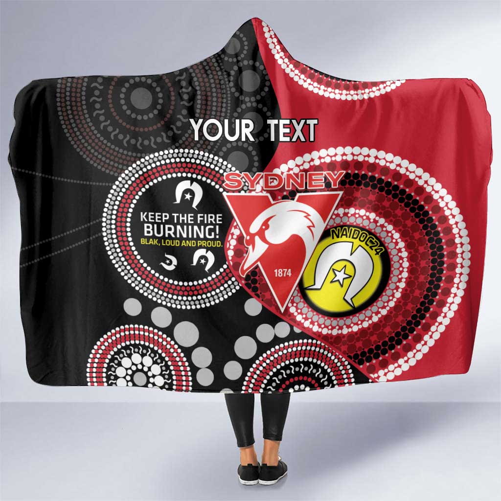 Custom AFL Swans NAIDOC Week Hooded Blanket Keep The Fire Burning Indigenous Art