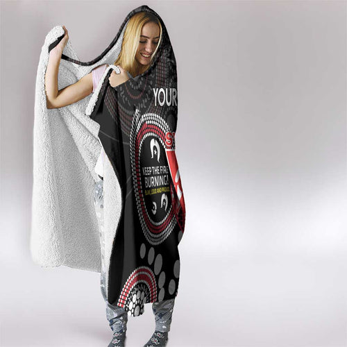 Custom AFL Swans NAIDOC Week Hooded Blanket Keep The Fire Burning Indigenous Art
