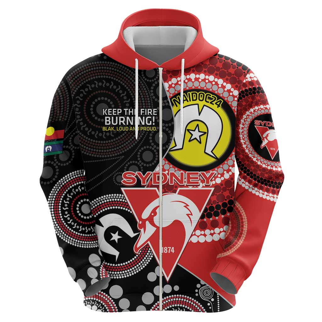 Custom AFL Swans NAIDOC Week Hoodie Keep The Fire Burning Indigenous Art