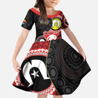 Custom AFL Swans NAIDOC Week Kid Short Sleeve Dress Keep The Fire Burning Indigenous Art