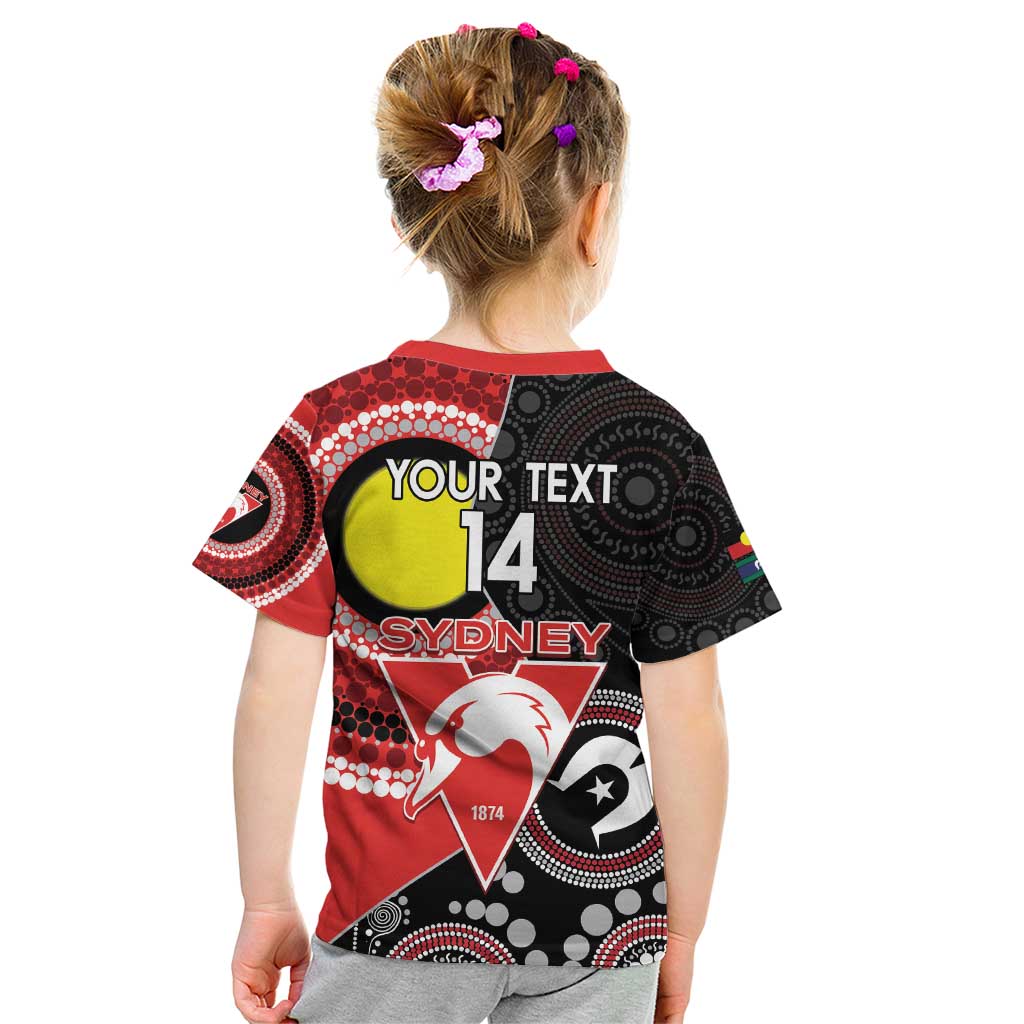 Custom AFL Swans NAIDOC Week Kid T Shirt Keep The Fire Burning Indigenous Art