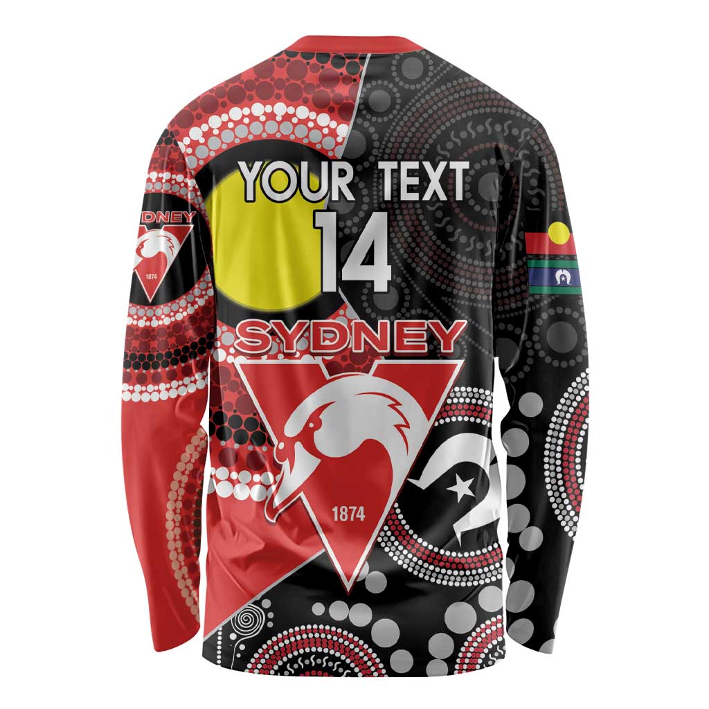 Custom AFL Swans NAIDOC Week Long Sleeve Shirt Keep The Fire Burning Indigenous Art