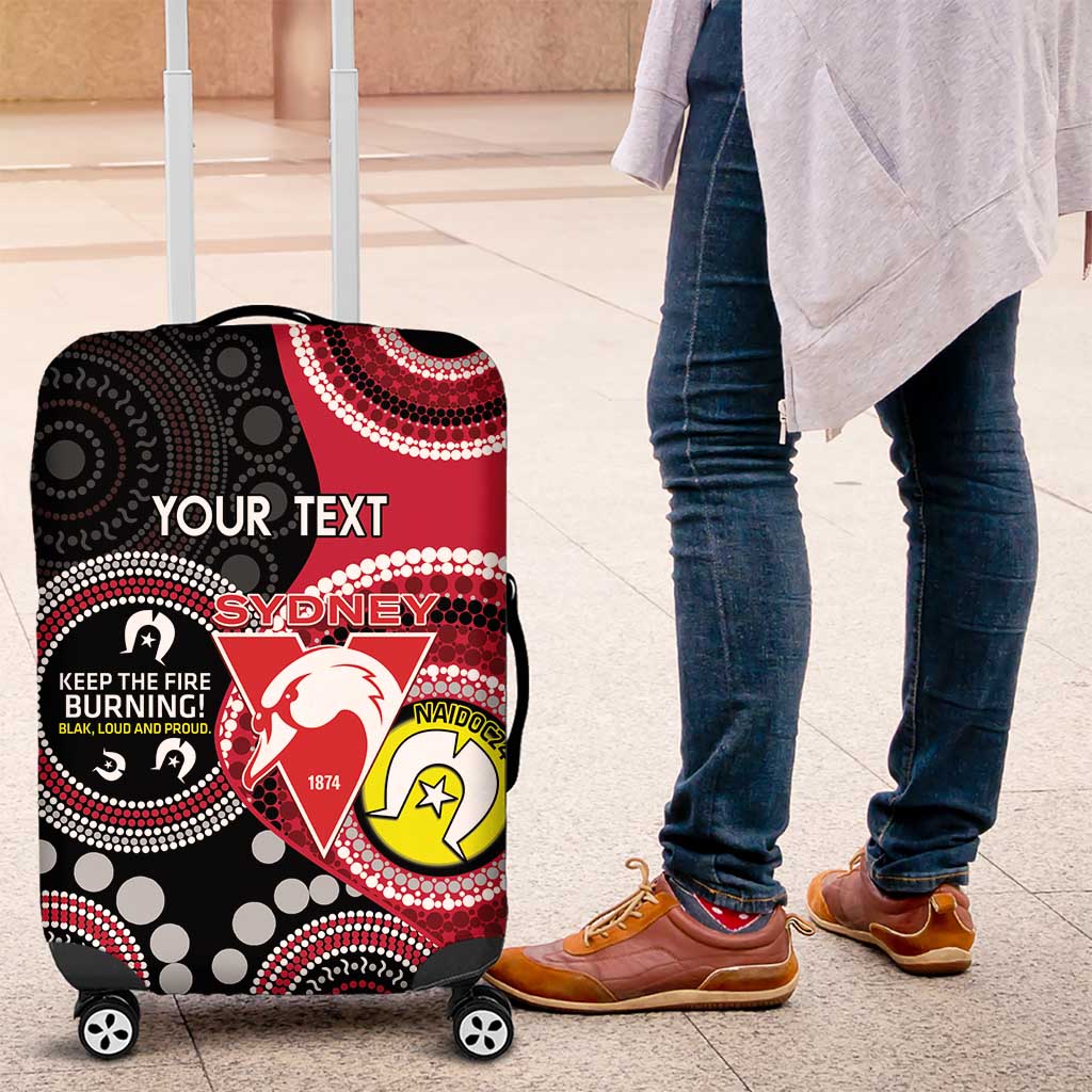 Custom AFL Swans NAIDOC Week Luggage Cover Keep The Fire Burning Indigenous Art
