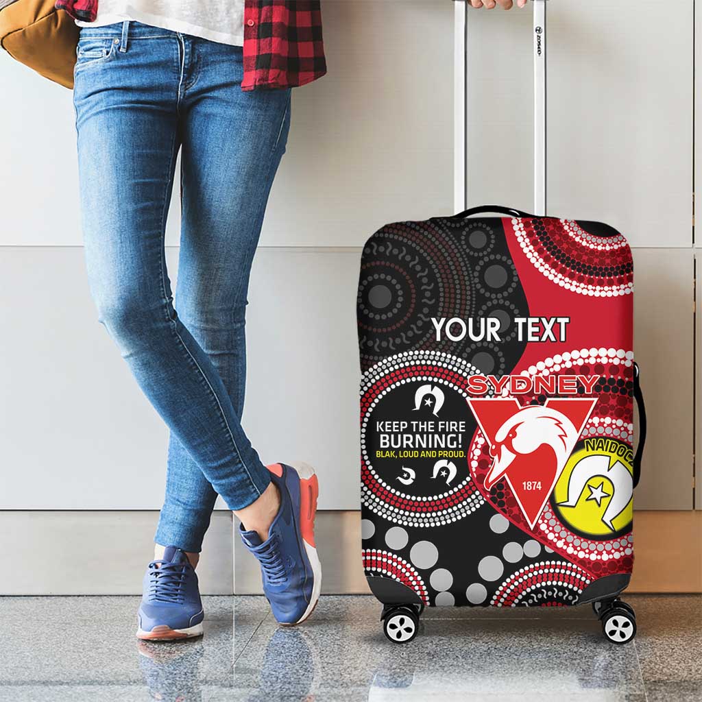 Custom AFL Swans NAIDOC Week Luggage Cover Keep The Fire Burning Indigenous Art