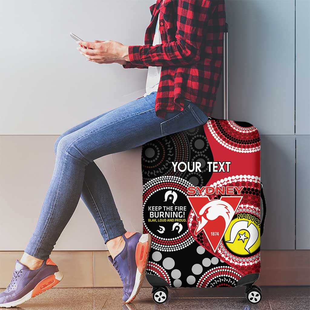 Custom AFL Swans NAIDOC Week Luggage Cover Keep The Fire Burning Indigenous Art