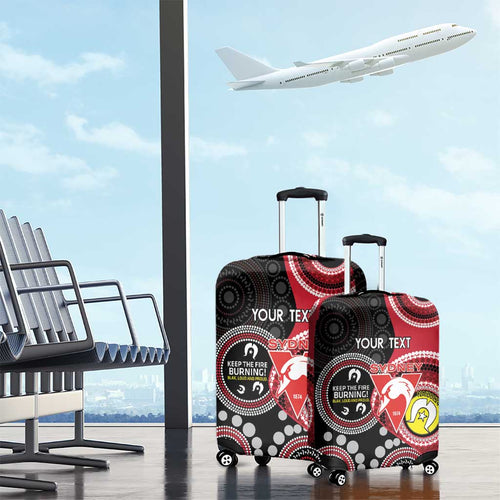 Custom AFL Swans NAIDOC Week Luggage Cover Keep The Fire Burning Indigenous Art