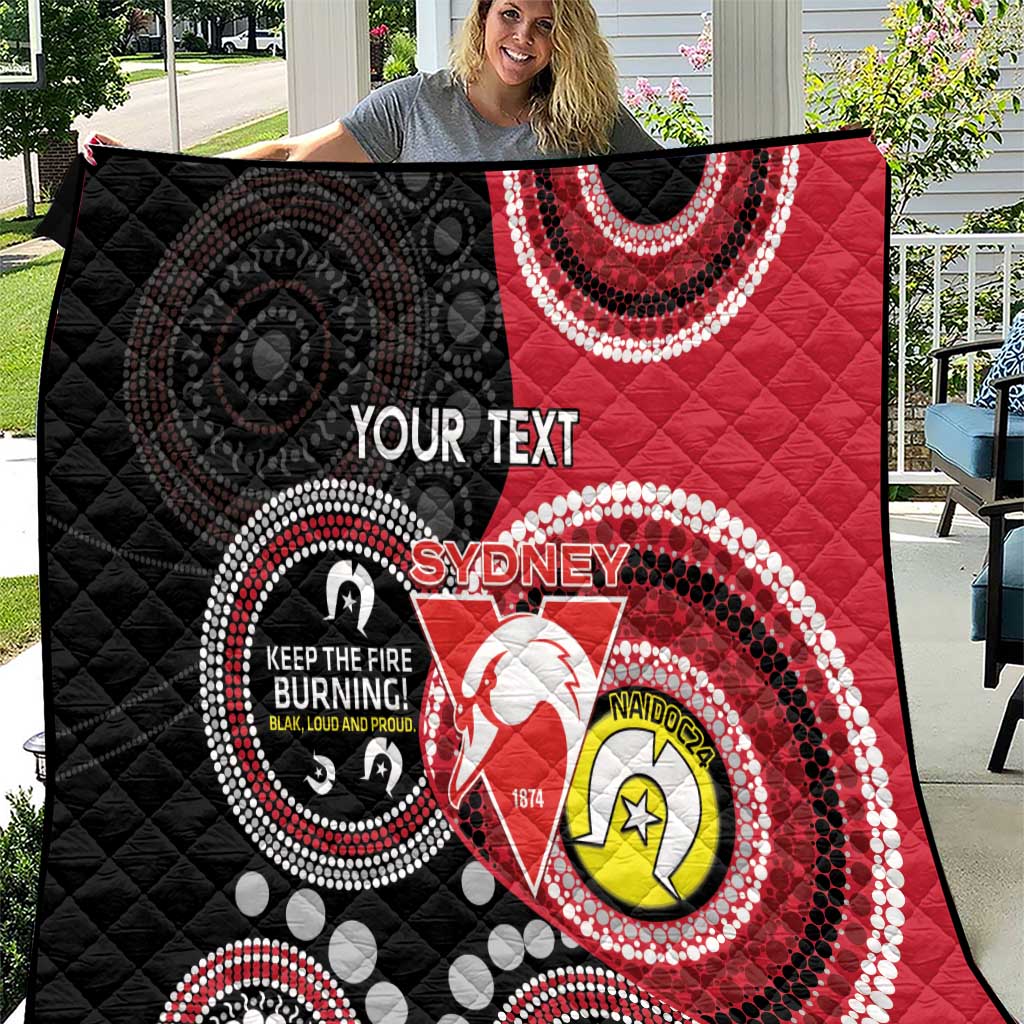 Custom AFL Swans NAIDOC Week Quilt Keep The Fire Burning Indigenous Art