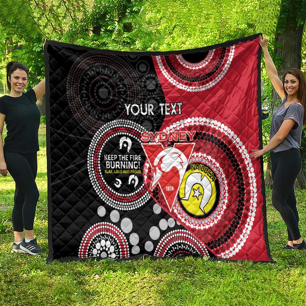 Custom AFL Swans NAIDOC Week Quilt Keep The Fire Burning Indigenous Art