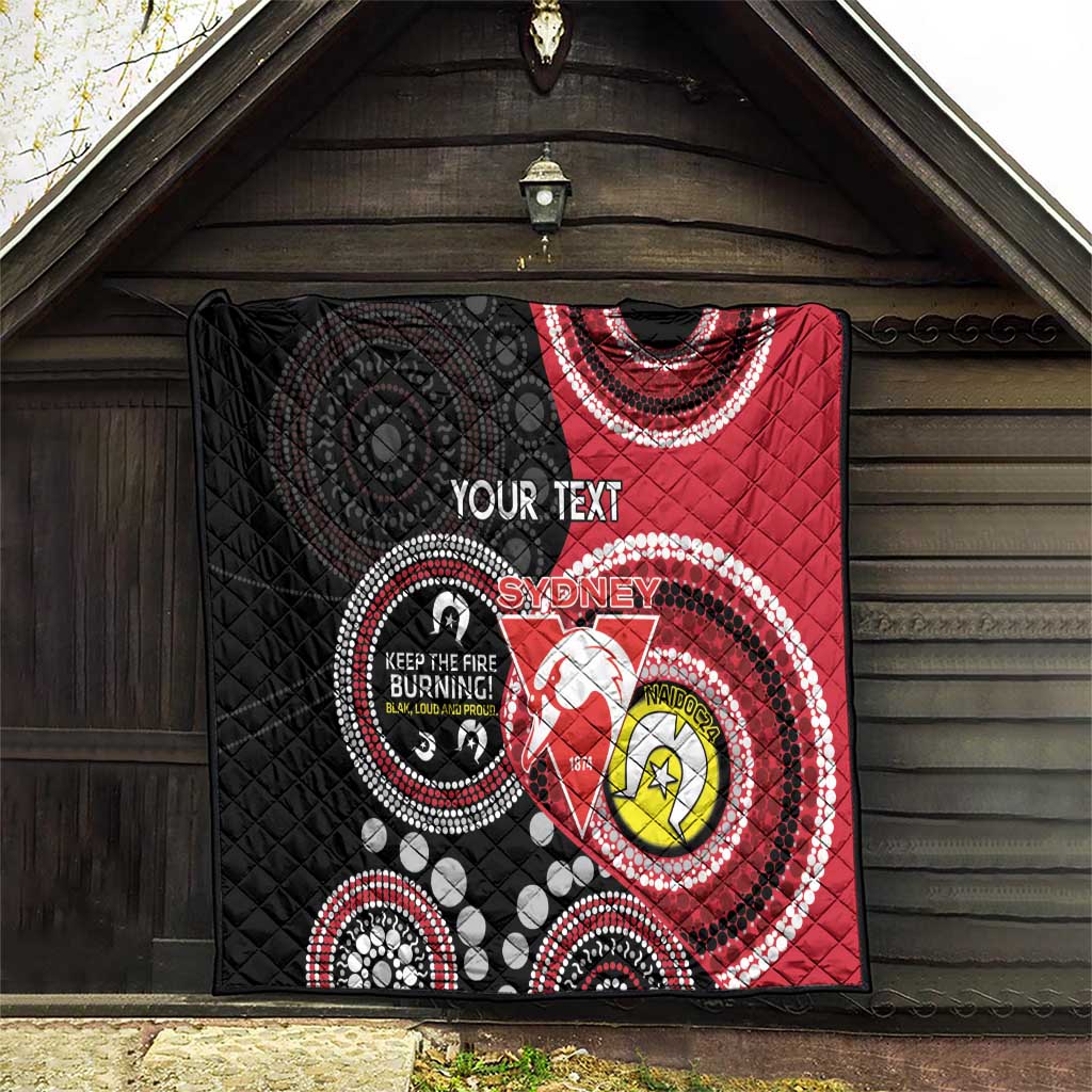 Custom AFL Swans NAIDOC Week Quilt Keep The Fire Burning Indigenous Art