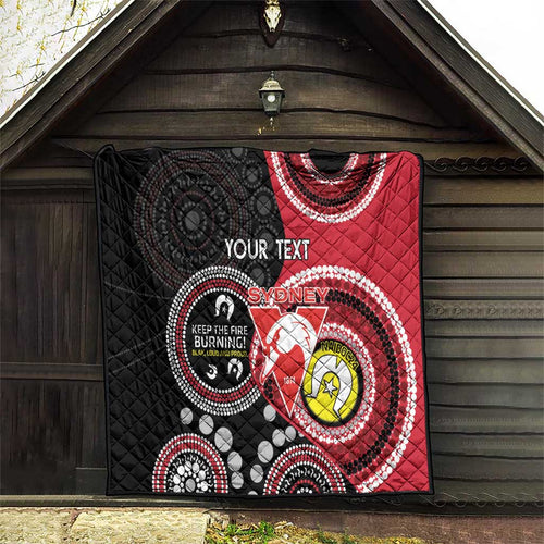 Custom AFL Swans NAIDOC Week Quilt Keep The Fire Burning Indigenous Art
