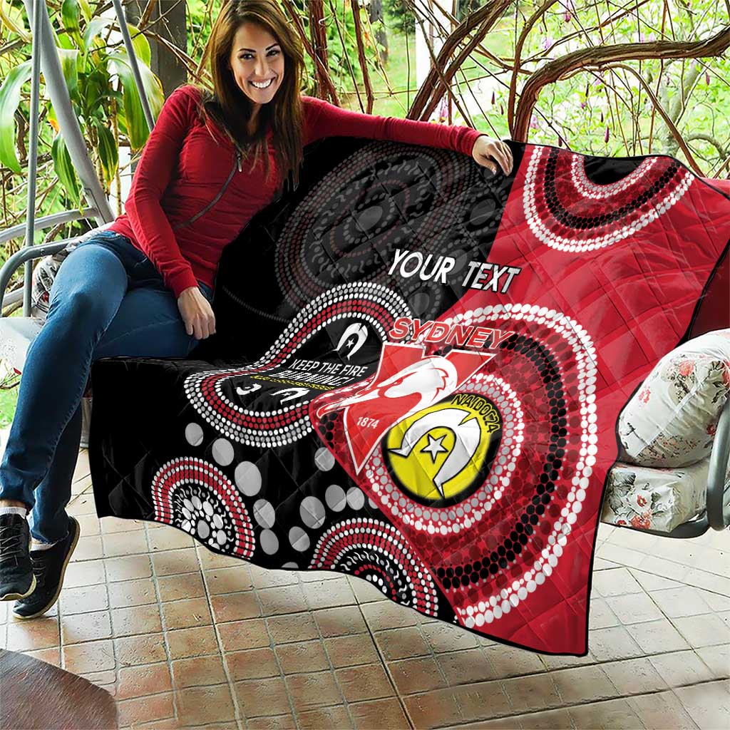 Custom AFL Swans NAIDOC Week Quilt Keep The Fire Burning Indigenous Art