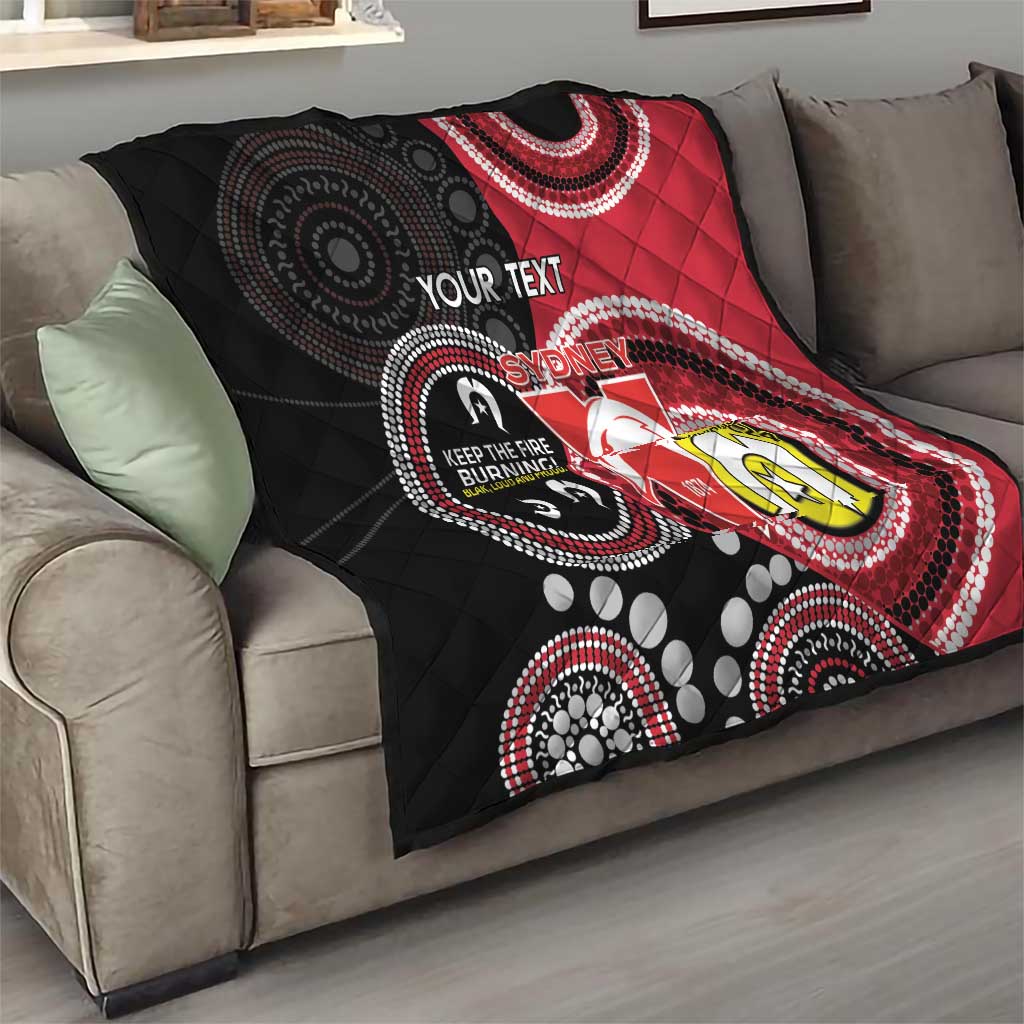 Custom AFL Swans NAIDOC Week Quilt Keep The Fire Burning Indigenous Art