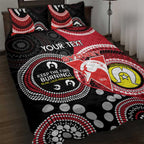 Custom AFL Swans NAIDOC Week Quilt Bed Set Keep The Fire Burning Indigenous Art