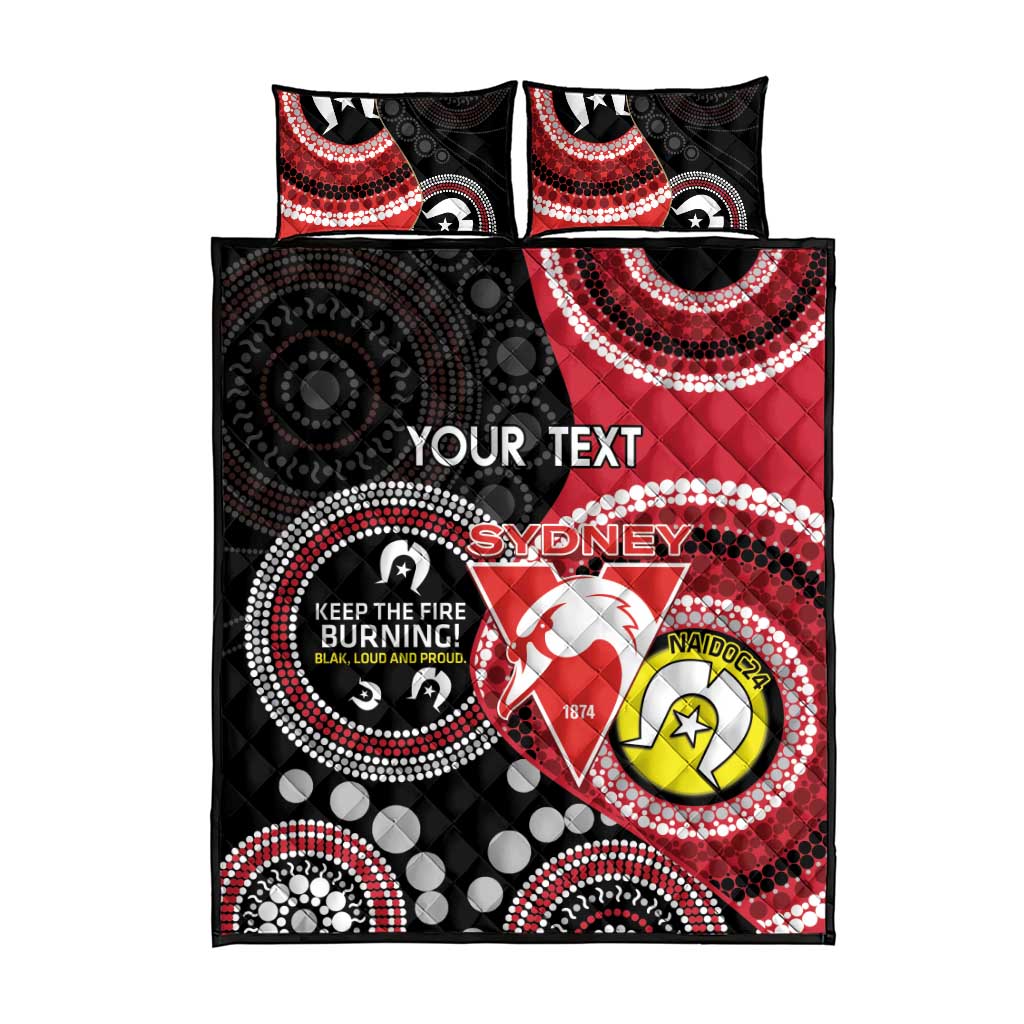 Custom AFL Swans NAIDOC Week Quilt Bed Set Keep The Fire Burning Indigenous Art