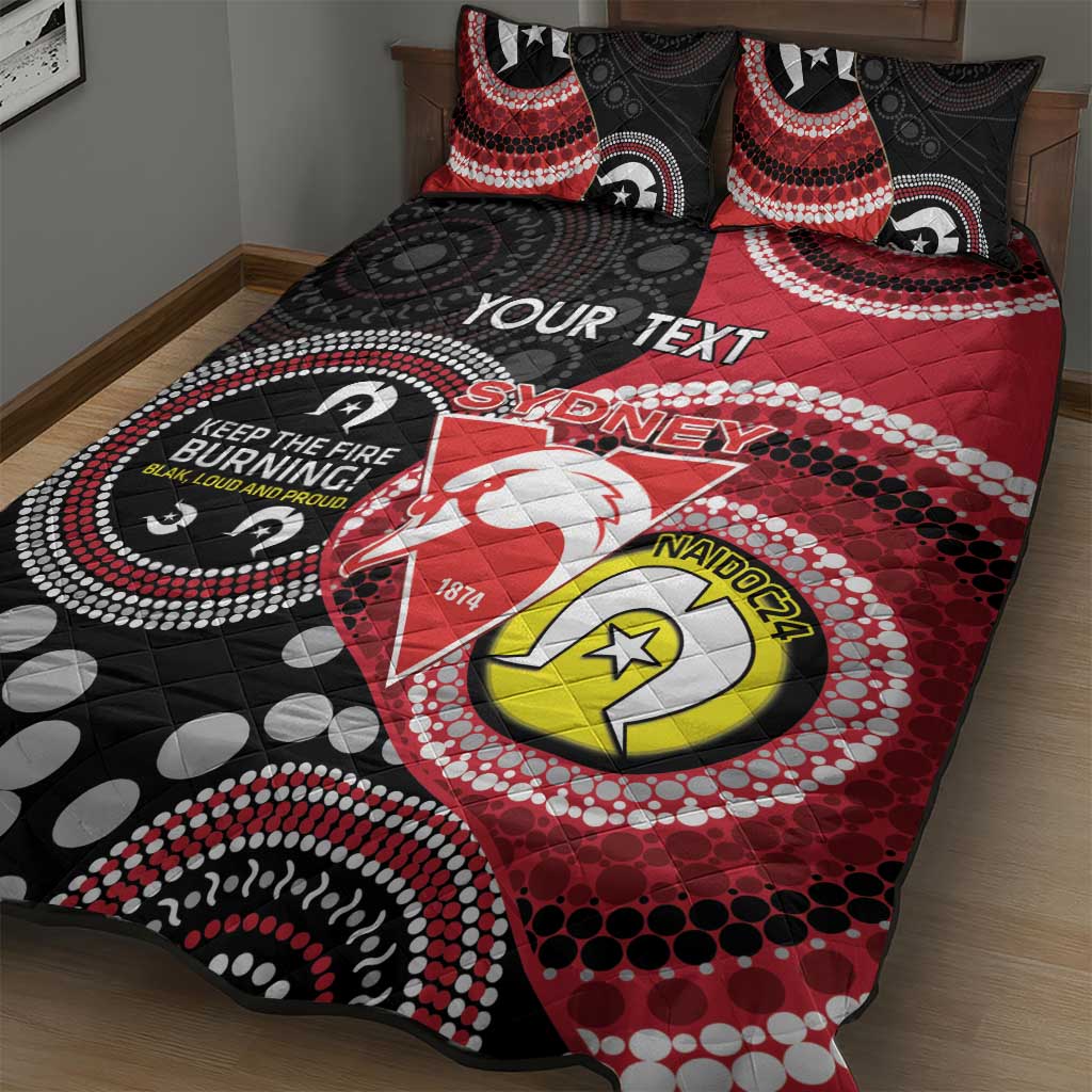 Custom AFL Swans NAIDOC Week Quilt Bed Set Keep The Fire Burning Indigenous Art