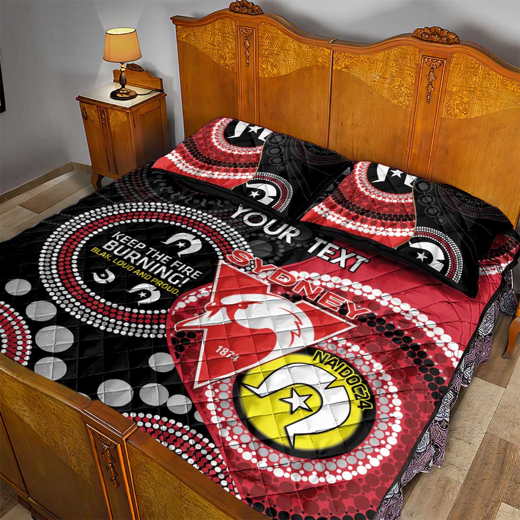 Custom AFL Swans NAIDOC Week Quilt Bed Set Keep The Fire Burning Indigenous Art