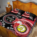 Custom AFL Swans NAIDOC Week Quilt Bed Set Keep The Fire Burning Indigenous Art