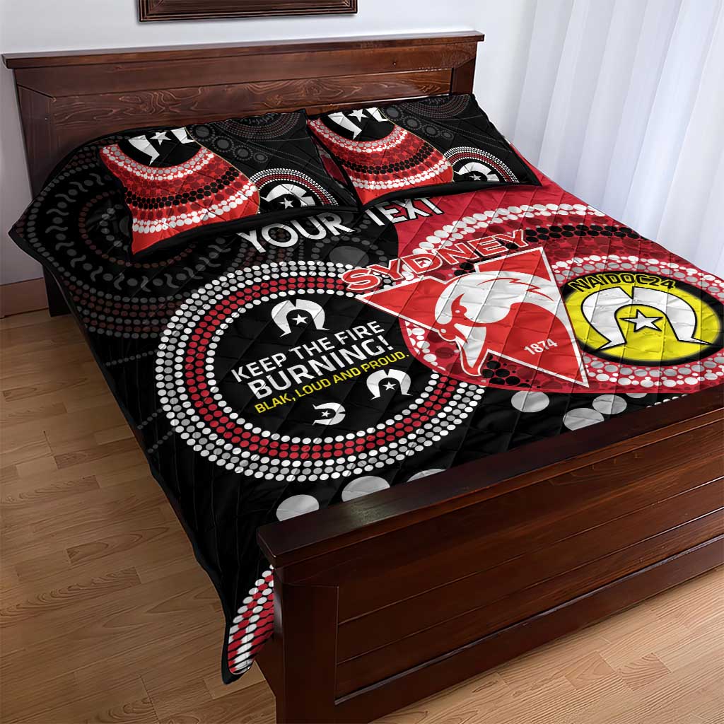Custom AFL Swans NAIDOC Week Quilt Bed Set Keep The Fire Burning Indigenous Art