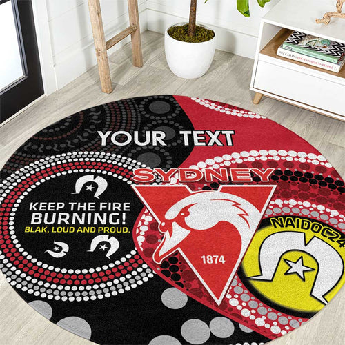 Custom AFL Swans NAIDOC Week Round Carpet Keep The Fire Burning Indigenous Art