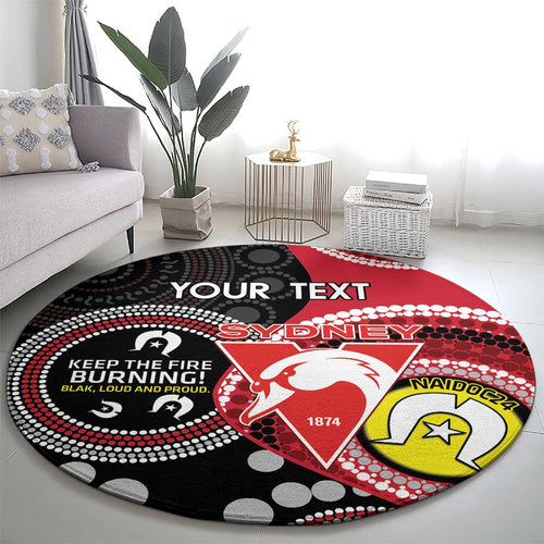 Custom AFL Swans NAIDOC Week Round Carpet Keep The Fire Burning Indigenous Art
