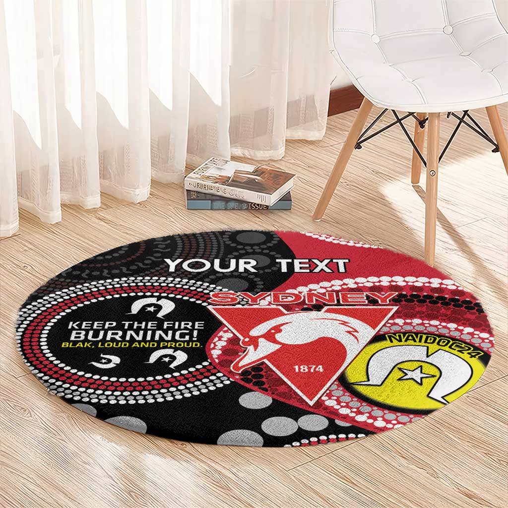 Custom AFL Swans NAIDOC Week Round Carpet Keep The Fire Burning Indigenous Art