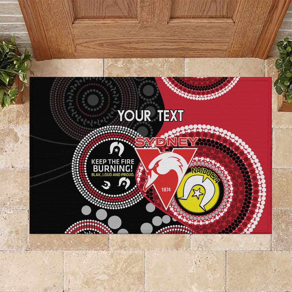 Custom AFL Swans NAIDOC Week Rubber Doormat Keep The Fire Burning Indigenous Art