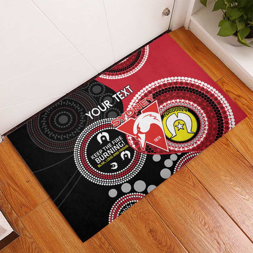 Custom AFL Swans NAIDOC Week Rubber Doormat Keep The Fire Burning Indigenous Art
