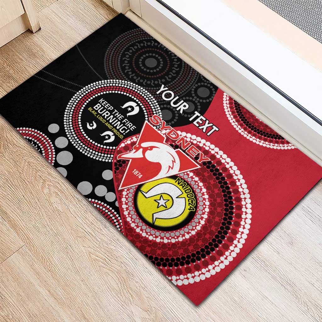 Custom AFL Swans NAIDOC Week Rubber Doormat Keep The Fire Burning Indigenous Art