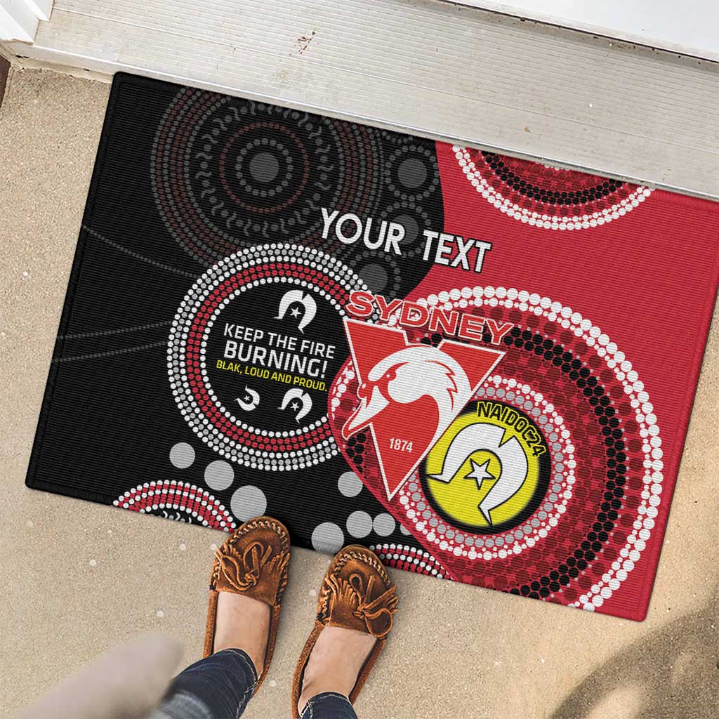 Custom AFL Swans NAIDOC Week Rubber Doormat Keep The Fire Burning Indigenous Art