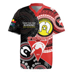 Custom AFL Swans NAIDOC Week Rugby Jersey Keep The Fire Burning Indigenous Art