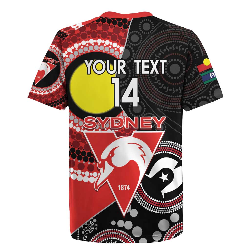 Custom AFL Swans NAIDOC Week Rugby Jersey Keep The Fire Burning Indigenous Art