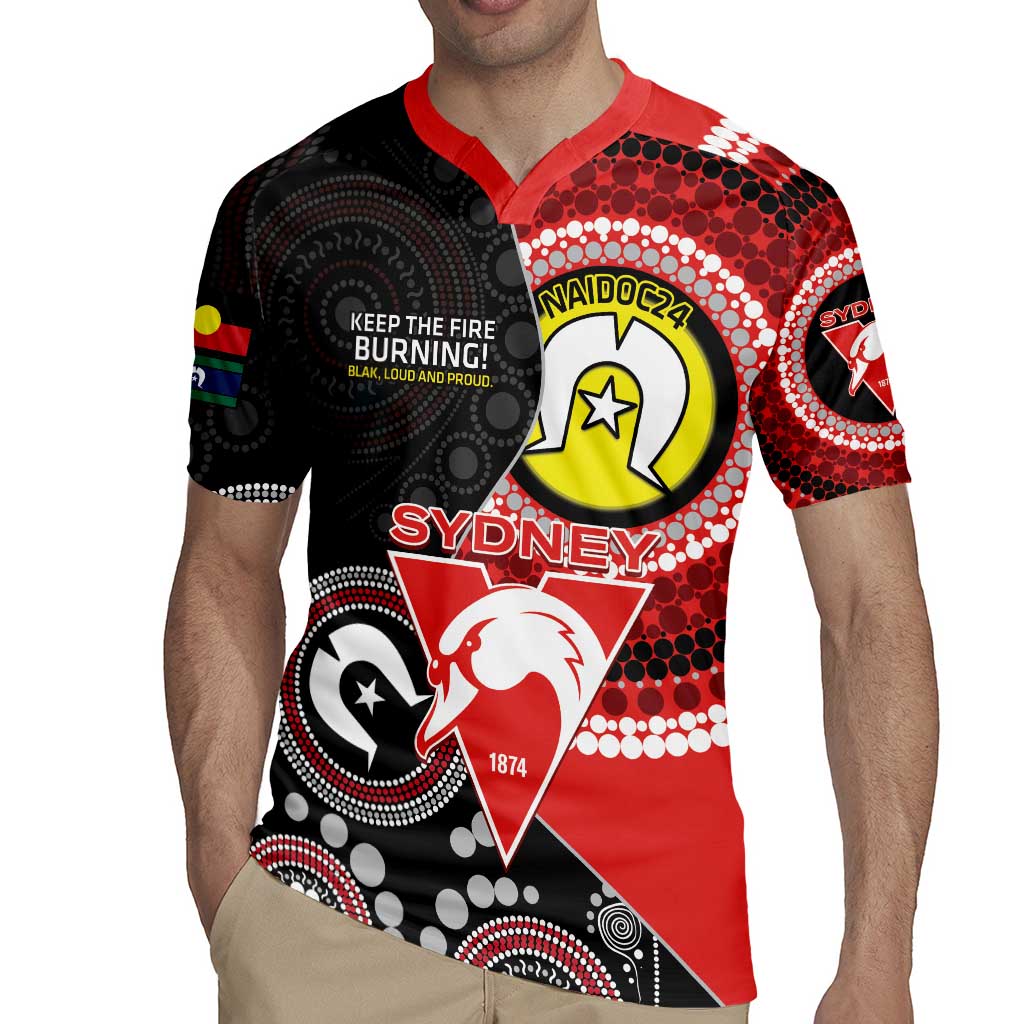 Custom AFL Swans NAIDOC Week Rugby Jersey Keep The Fire Burning Indigenous Art